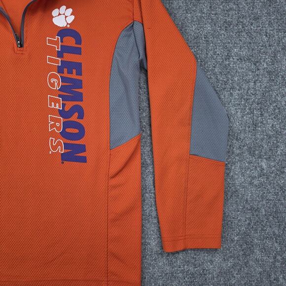 Clemson Tigers Shirt Mens Medium Orange Gray NCAA Football Quarter Zip Pullover - Picture 15 of 16